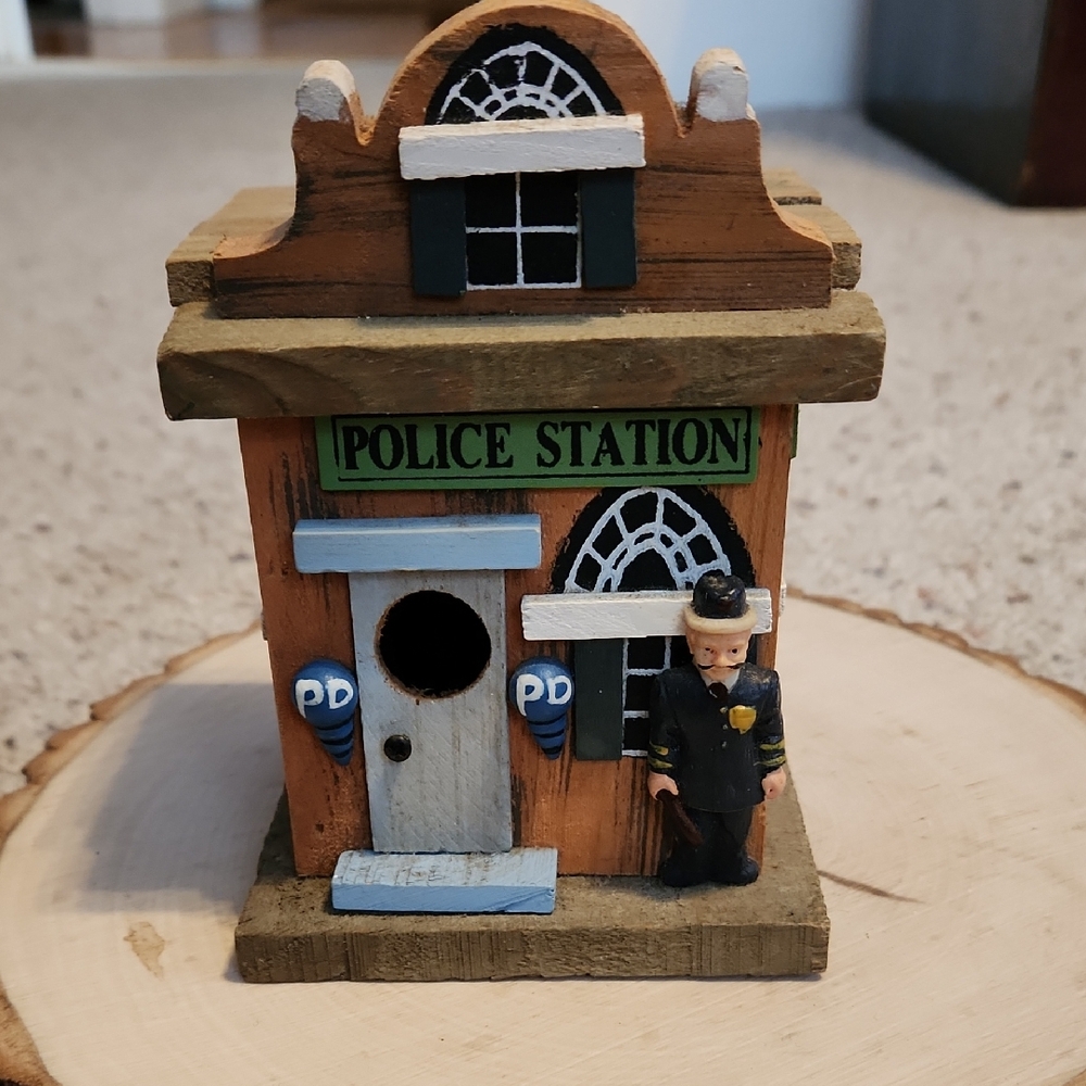 Decorative Wood Police Station Collectable